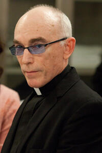 Jackie Earle Haley as Father Oscar Huber in "Parkland."
