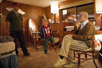 Director Jeff Tremaine, Jackson Nicoll and Johnny Knoxville on the set of "Jackass Presents: Bad Grandpa."
