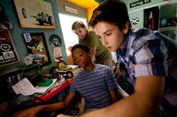Astro, Reese Hartwig and Teo Halm in "Earth to Echo."