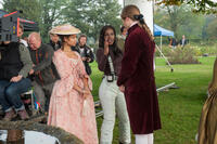 Gugu Mbatha-Raw and director Amma Asante on the set of "Belle."