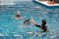 Cozi Zuehlsdorff as Hazel Haskett and Nathan Gamble as Sawyer Nelson in "Dolphin Tale 2."