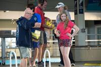 Director Charles Martin Smith, Nathan Gamble and Cozi Zuehlsdorff on the set of "Dolphin Tale 2."