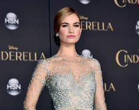 Lily James at the California premiere of "Cinderella."