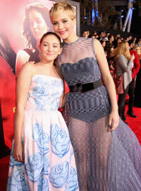 Willow Shields and Jennifer Lawrence at the California premiere of "Hunger Games: Catching Fire."