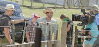 Luke Perry on the set of "Red Wing."