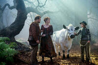 James Corden as The Baker, Emily Blunt as Baker's Wife and Daniel Huttlestone as Jack in "Into the Woods."
