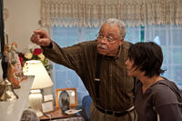 James Earl Jones as Frank McCarthy and Vanessa Hudgens as Agnes 'Apple' Bailey in "Gimme Shelter."