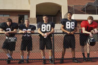 Leigh Parker as Manchester “Manny” Mankiewitz, Nicholas S. Morrison as Ben, Chris Petrovski as George Shank, Tom Williamson as Terry Stankus and Jordan Wilson as Vik De Palma in the horror comedy “ALL CHEERLEADERS DIE"