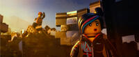 Emmet voiced by Chris Pratt and Wyldstyle voiced by Elizabeth Banks in "The LEGO Movie."