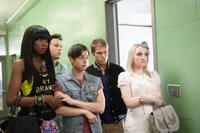 Xosha Roqemore as Caprice, Taylor Frey as Topher, Paul Iacono as Brent Van Camp, Brock Harris as Hamilton and Evanna Lynch as McKenzie Price in "G.B.F."