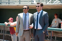 Aasif Mandvi as Ash and Jon Hamm as JB Bernstein in "Million Dollar Arm."