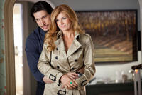 Adam Driver as Phillip Altman and Connie Britton as Tracy Sullivan in "This Is Where I Leave You."