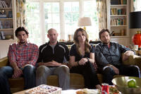 Adam Driver as Phillip Altman, Corey Stoll as Paul Altman, Tina Fey as Wendy Altman and Jason Bateman as Judd Altman in "This Is Where I Leave You."