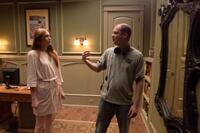Karen Gillian and director Mike Flanagan on the set of "Oculus."
