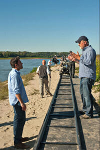 Ben Affleck and director David Fincher on the set of "Gone Girl."