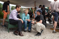 Robert Downey Jr., Vera Farmiga and director David Dobkin on the set of "The Judge."