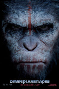 Poster art for "Dawn of the Planet of the Apes 3D."