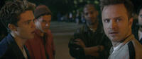 Harrison Gilbertson as Little Pete, Rami Malek as Finn, Scott Mescudi as Benny and Aaron Paul as Tobey Marshall in "Need For Speed."