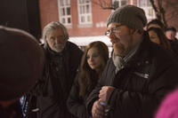 Chloe Moretz as Mia Hall and Director R.J. Cutler on the set of "If I Stay."