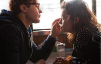 Michael Pitt as “Dr. Ian Grey” and Astrid Berges-Frisbey as “Sofi” in I ORIGINS.