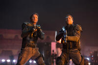 Jason Clarke as John Connor and Jai Courtney as Kyle Reese in "Terminator: Genisys."