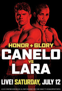 Poster art for "Honor and Glory: Canelo vs. Lara."