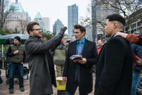 Seth Rogen, James Franco and Randall Park on the set of "The Interview."