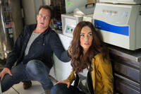 Will Arnett as Vern Fenwick and Megan Fox as April O'Neil in "Teenage Mutant Ninja Turtles."