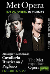 Poster art for "The Metropolitan Opera: Cavalleria Rusticana/Paliacci Encore."
