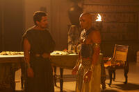 Christian Bale as Moses and Joel Edgerton as Ramses in "Exodus: Gods And Kings."