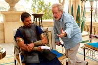 Christian Bale and director Ridley Scott on the set of "Exodus: Gods And Kings."