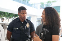 Nate Parker and director Gina Prince-Bythewood on the set of "Beyond The Lights."