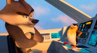 Agent Classified voiced by Benedict Cumberbatch and Skipper voiced by Tom McGrath in "Penguins of Madagascar."