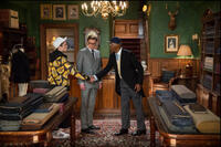 Taron Egerton as Eggsy, Colin Firth as Harry Hart and Samuel L. Jackson as Valentine in "Kingsman: The Secret Service."
