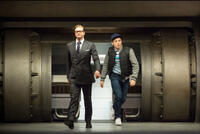 Colin Firth as Harry Hart and Taron Egerton as Eggsy in "Kingsman: The Secret Service."