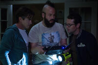 Dermot Mulroney as Sean Brenner, Angus Sampson as Tucker and Leigh Whannell as Specs in "Insidious: Chapter 3."