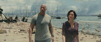 Dwayne Johnson as Ray and Carla Gugino as Emma in "San Andreas."