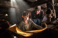 Levi Miller as Peter and Garrett Hedlund as James Hook in "Pan."