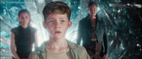 Rooney Mara as Tiger Lily, Levi Miller as Peter and Garrett Hedlund as Hook in "Pan."