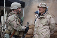 Producer Bradley Cooper and director/producer Clint Eastwood on the set of "American Sniper."
