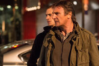 Joel Kinnaman as Mike Conlon and Liam Neeson as Jimmy Conlon in "Run All Night."