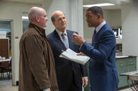 Will Smith as Dr. Bennet Omalu, Alec Baldwin as Dr. Julian Bailes and Albert Brooks as Dr. Cyril Wecht in "Concussion."
