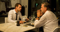 Ed Skrein as Frank Martin and Ray Stevenson as Frank Martin Sr. in "The Transporter Refueled."