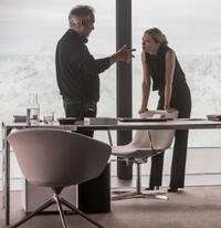 Director Sam Mendes and Lea Seydoux on the set of "Spectre."