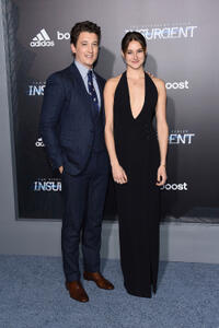 Miles Teller and Shailene Woodley at the New York premiere of "The Divergent Series: Insurgent."