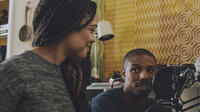 Michael B. Jordan as Adonis Johnson and Tessa Thompson as Bianca in "Creed."