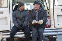 Michael B. Jordan as Adonis Johnson and Sylvester Stallone as Rocky Balboa in "Creed."
