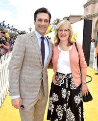 Jon Hamm and Janet Healy at the California premiere of "Minions."