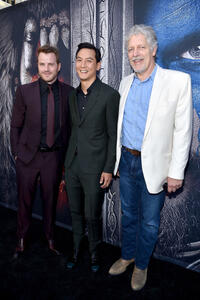 Rob Kazinsky, Daniel Wu and Clancy Brown at the California premiere of "Warcraft."