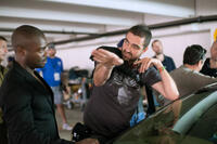 David Oyelowo and Director of Photography Luis Sansans on the set of "Captive."